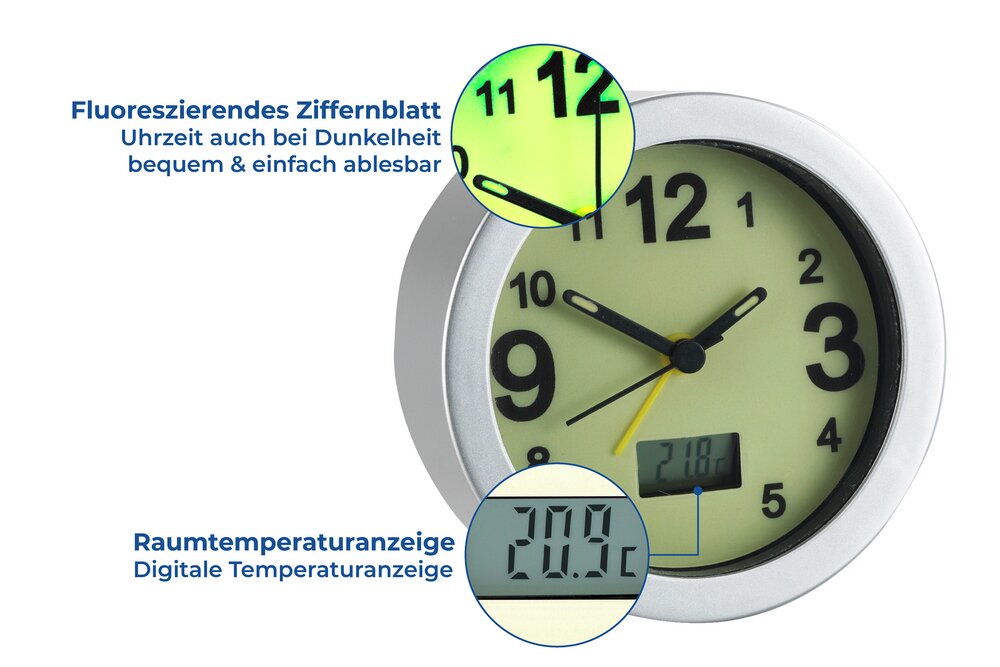 Wecker nachtleuchtend  leuchtende Uhr mit sichtbarer Uhrzeit auch im Dunkeln