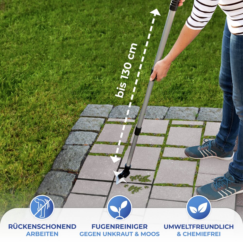 Voegenkrabber met 4 tanden en telescopische handgreep