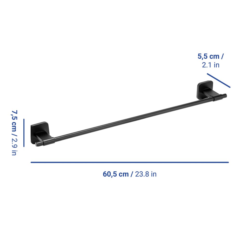 Turbo-Loc® Badetuchstange Uno Mod. Porto Black 60 cm  Befestigen ohne Bohren