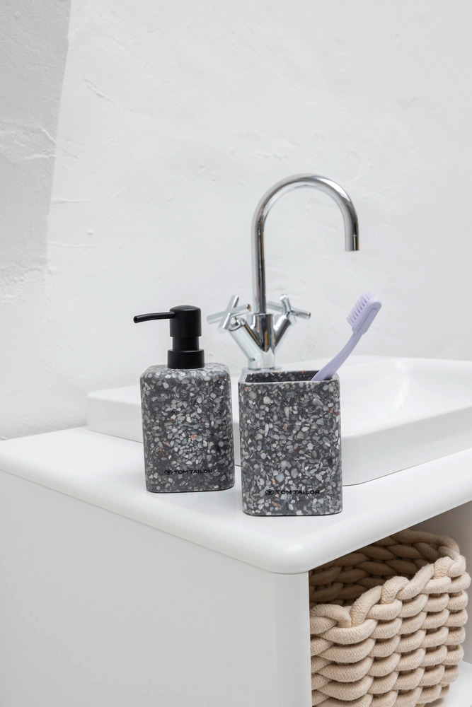 TOM TAILOR Zahnputzbecher Terrazzo,  Grey