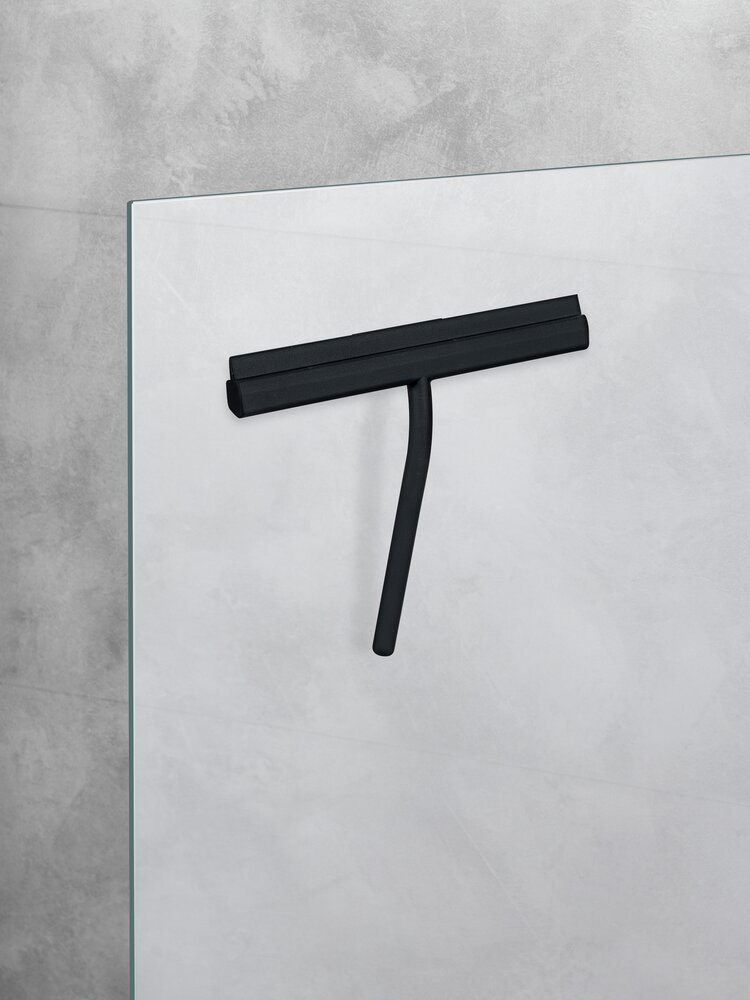 Badabzieher Mod. Agana, schwarz, Silikon, Edelstahl, magnetisch  mit magnetischer Wandhalterung