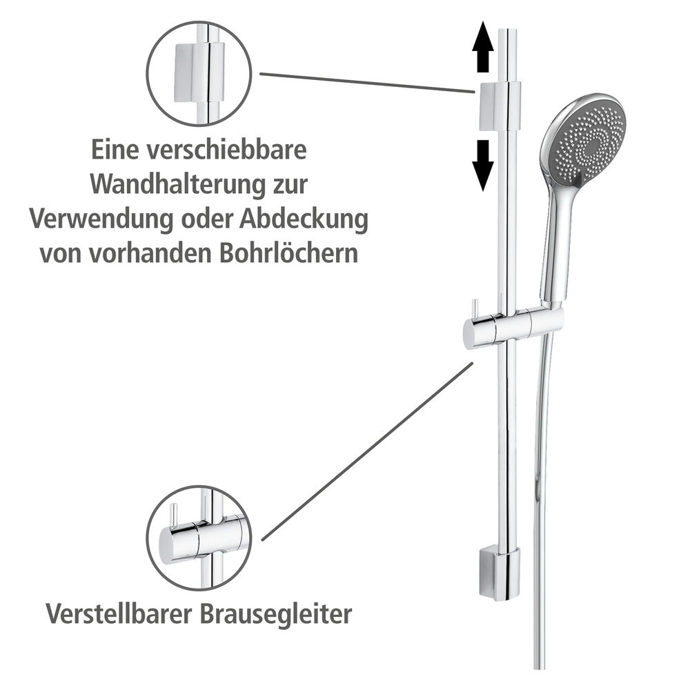 Brauseset Watersaving Chrom  Länge Stange: 70 cm