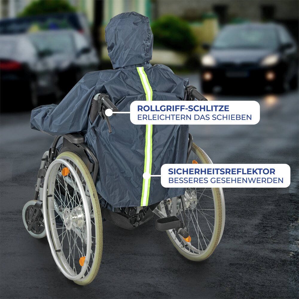 Rollstuhl-Regencape mit Ärmeln  wasser- und winddicht