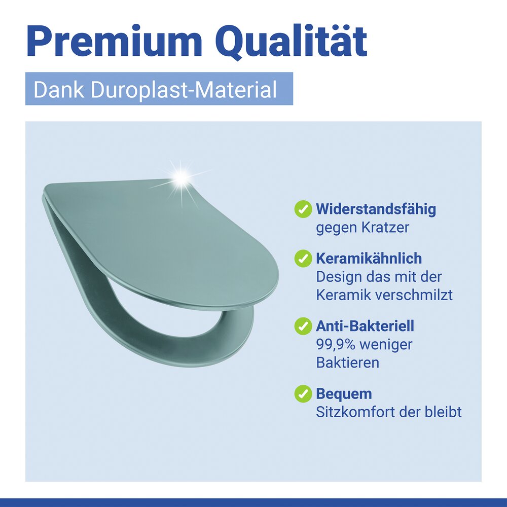 WC Sitz Mod. Galati Blaugrau matt  Toilettendeckel in D-Form mit Absenkautomatik