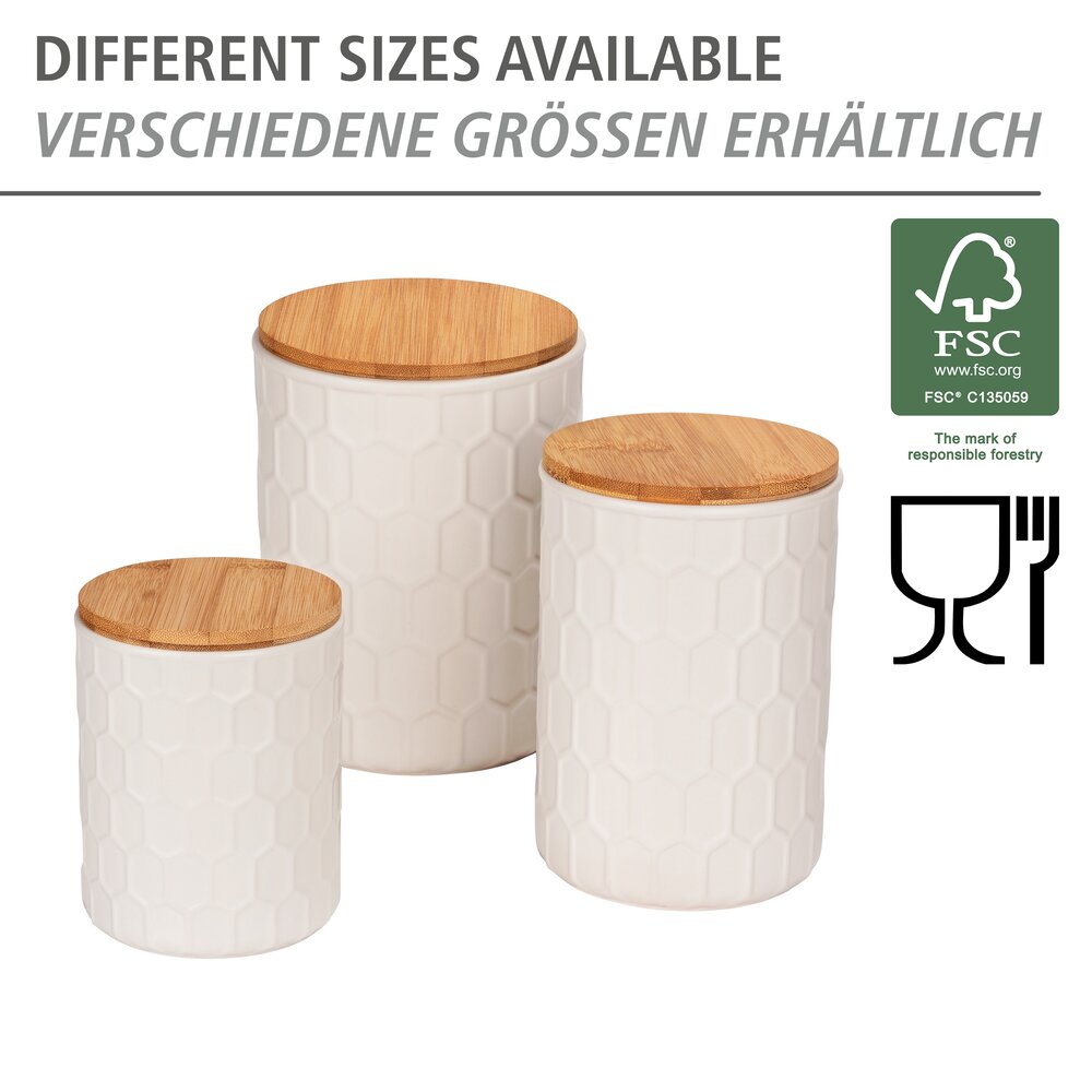 Aufbewahrungsdose Mod. Maya 0,4 L, FSC  Vorratsdose aus Keramik mit Bambus-Deckel