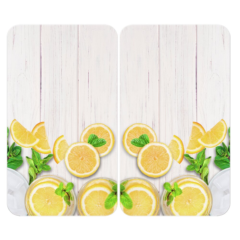 Protège-plaque universel Citrons  set de 2, pour tous les types de cuisinières