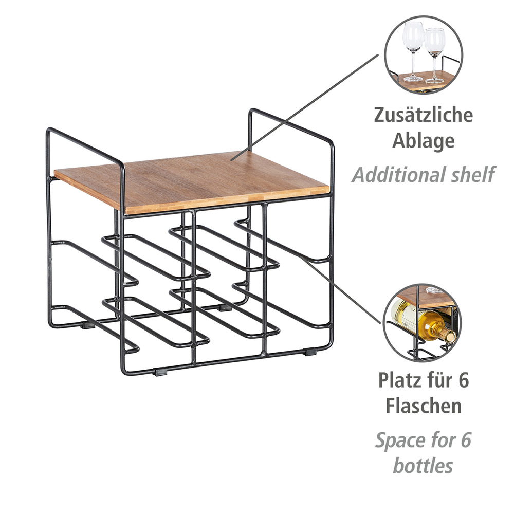 Weinregal Mod. Loft für 6 Flaschen  Bambus