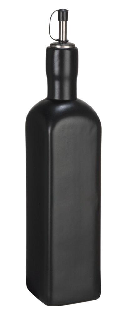 Ölspender Mod. OLIVIA, schwarz, Keramik, Edelstahl, 0.6L, 6,5x30,5x6,5 cm ideal für Essig und Öl