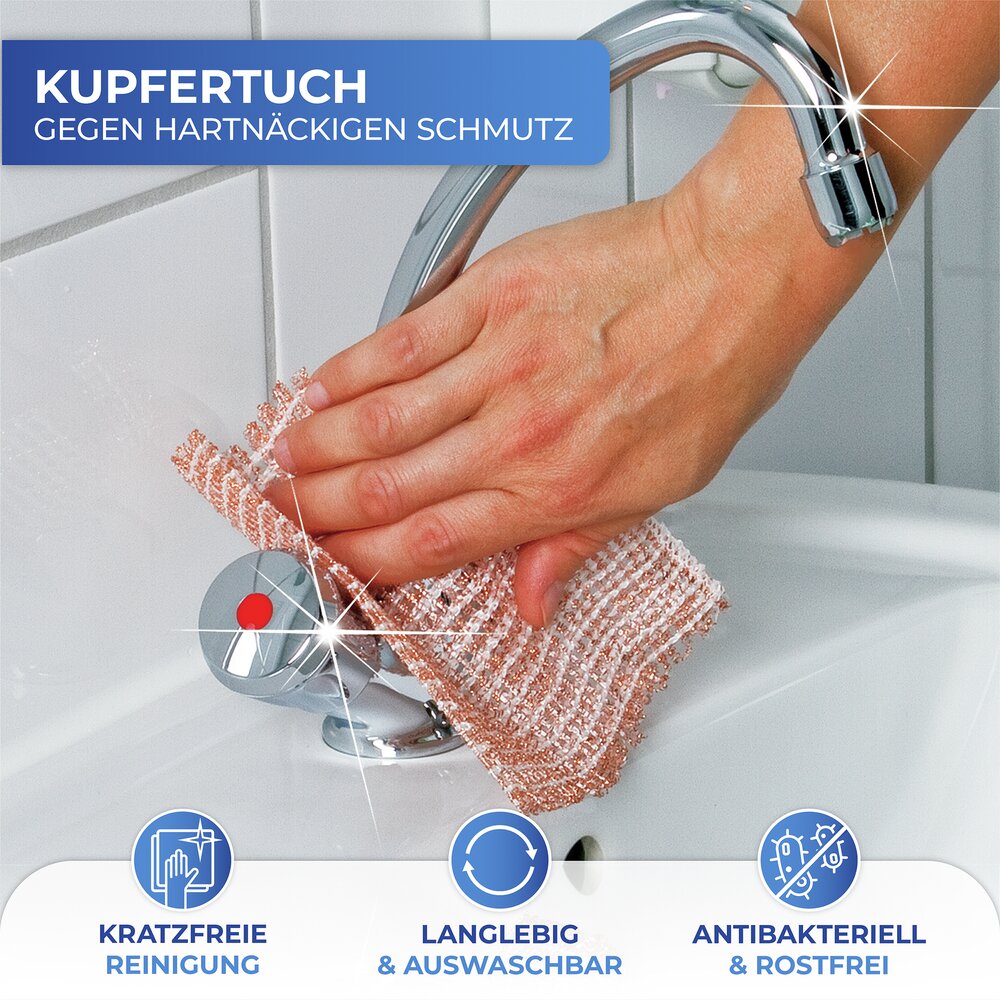 Kupfertuch, 10er Set  entfernt schonend hartnäckigen Schmutz