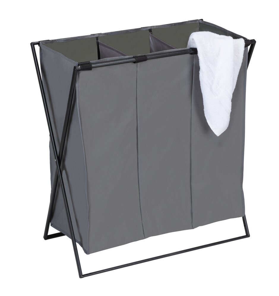 Wäschesammler Mod. Trio XL Grau  mit drei Fächern