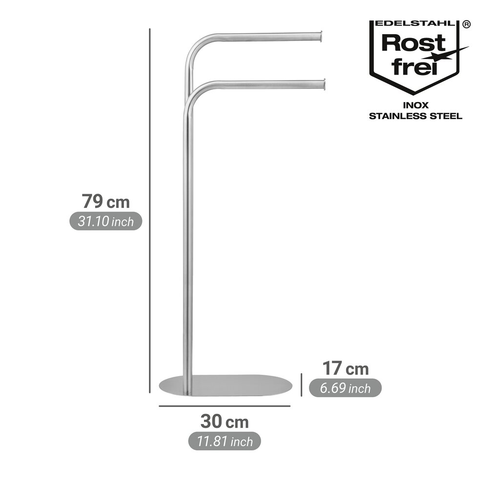 Handtuchständer Mod. Levante, satiniert, Edelstahl, 30x79x17 cm  freistehend, platzsparend, modernes Design