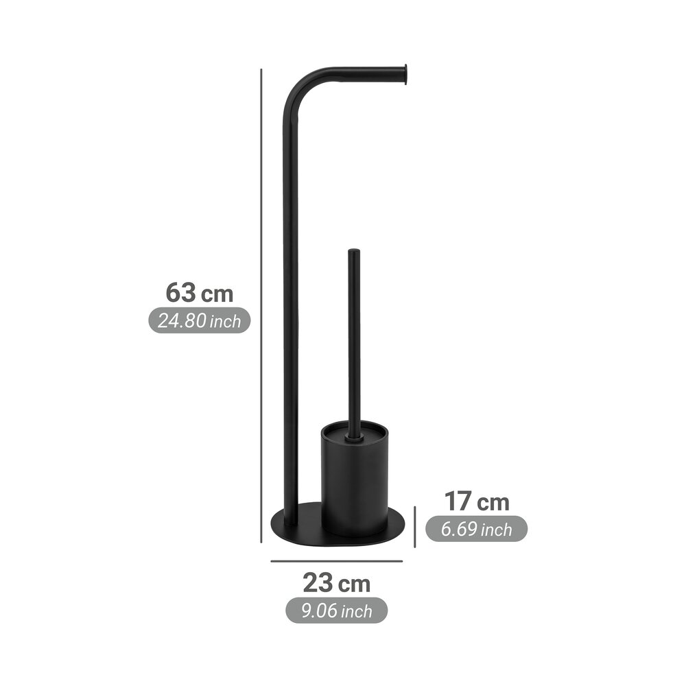 Stand WC-Garnitur Mod. Levante, schwarz, Stahl, 23x63x17 cm  2 in 1 Funktion