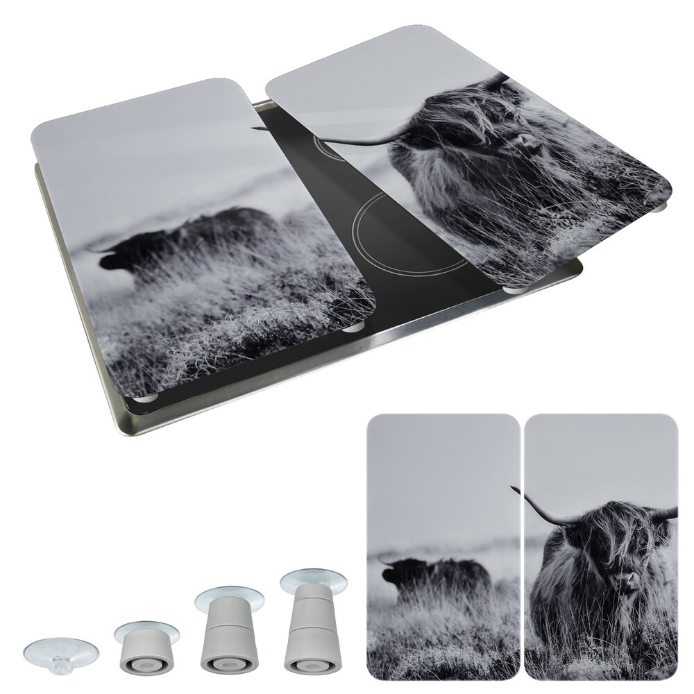 Herdabdeckplatte Universal Mod. Highland Cattle, 2er Set  für alle Herdarten geeignet
