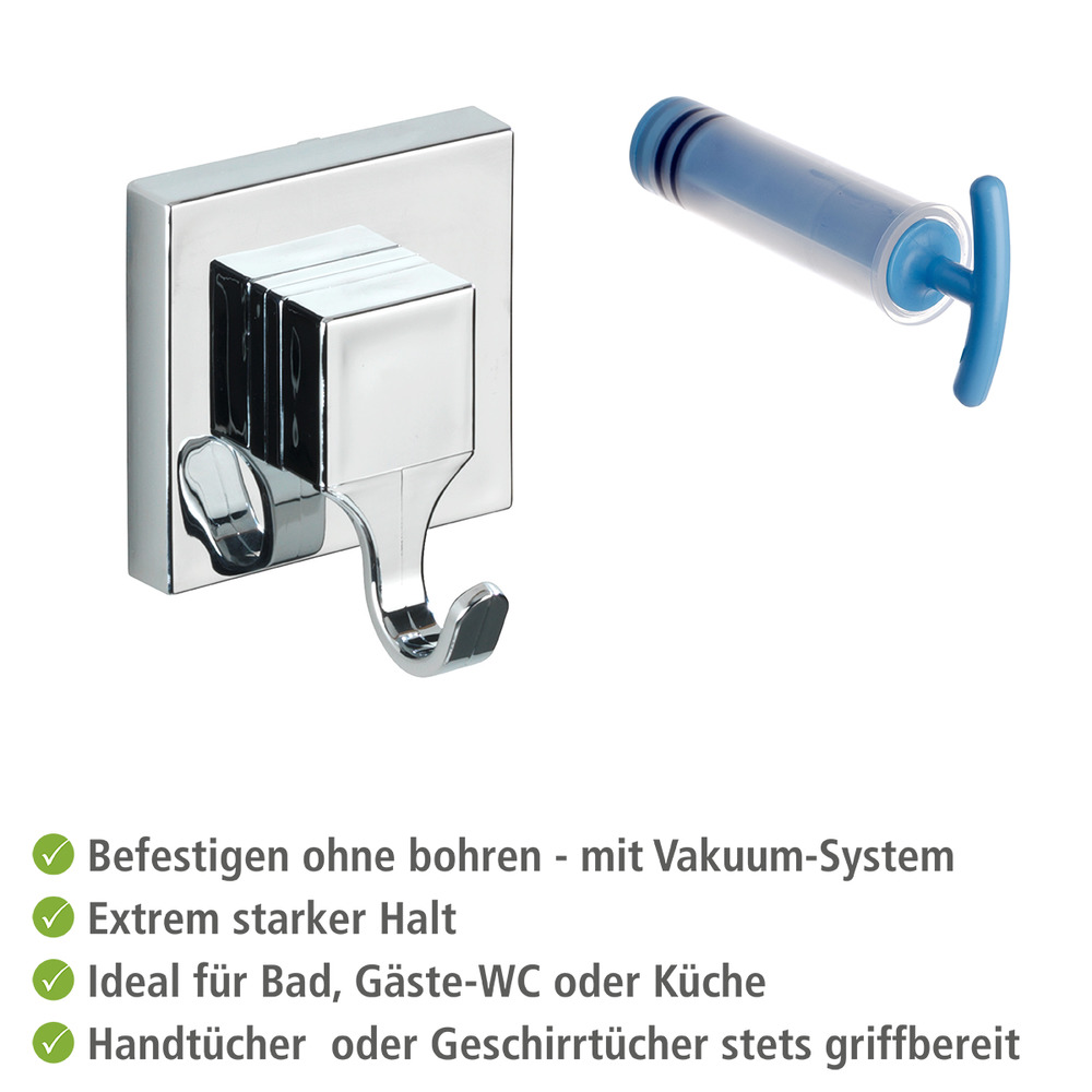 Vacuum-Loc® Wandhaken Mod. Quadro  2er Set, Befestigen ohne bohren