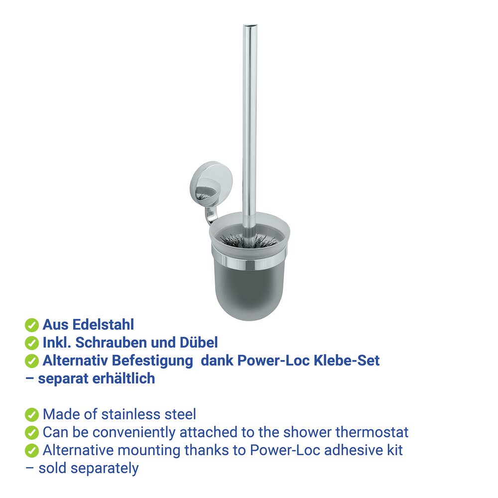 Brosse WC Mod. Soglio chrome  en acier inoxydable brillant