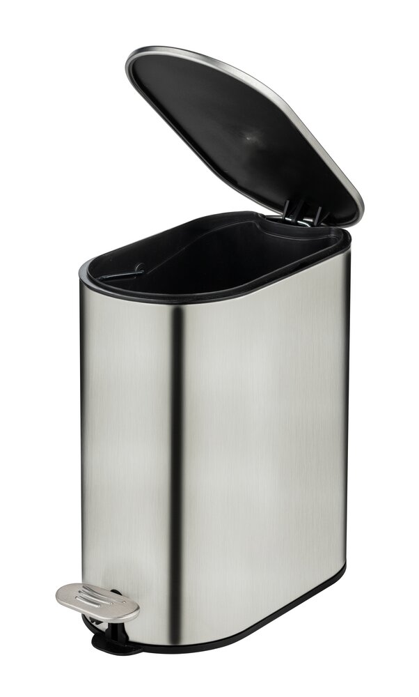 Kosmetikeimer Mod. Collungo, 5L, satiniert, edelstahl, schwarz, Easy-Close  mit easy-close Absenkautomatik