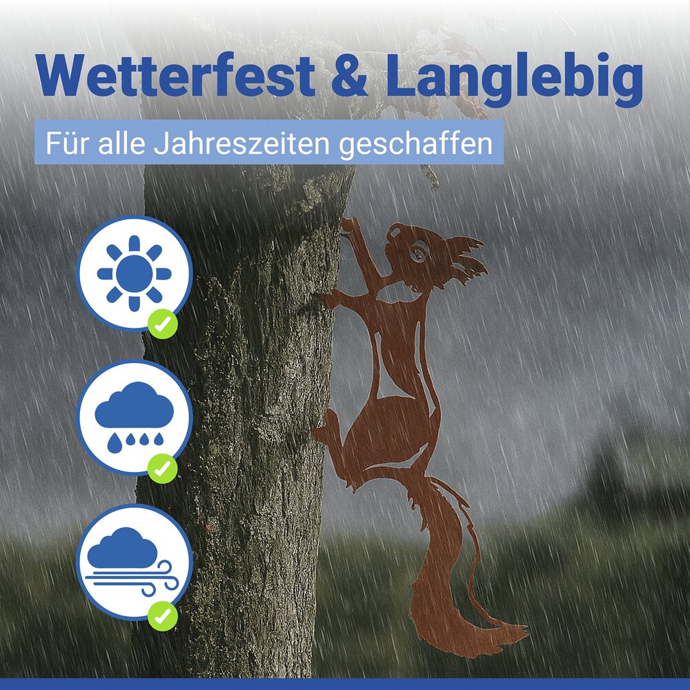 Gartenstecker Eichhörnchen, 2er Set  wetterbeständig, mit Edelrost-Effekt