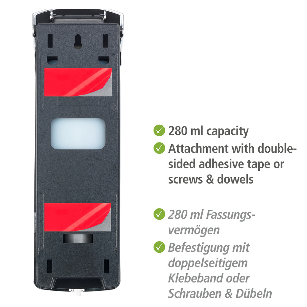 Desinfektionsmittel- und Seifenspender Mod. Ranera S Chrom, Befestigen ohne bohren, 280 ml  Seifenspender & Desinfektionsspender, Füllmenge: 280 ml