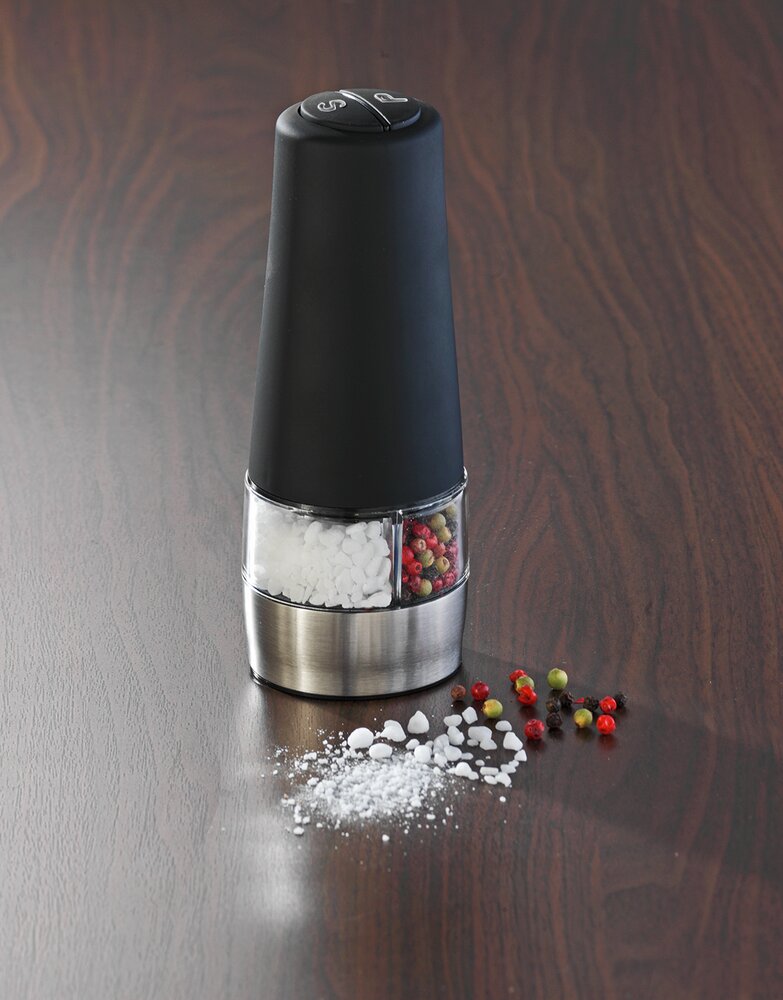 Moulin électrique 2en1 avec lampe noir  moulin à sel et poivre
