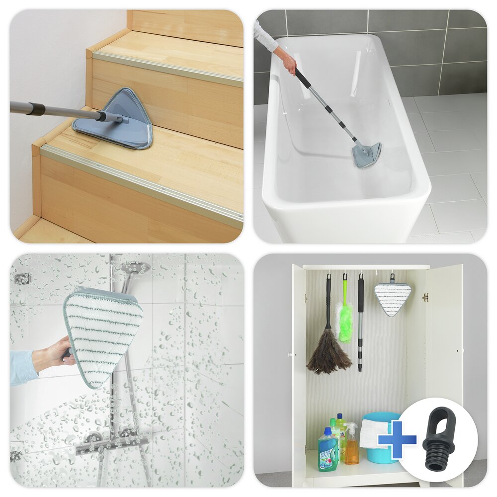 Vloerwisser Mod. Triangel, grijs, kunststof, telescopisch 56-122 cm, 24x76,5 cm