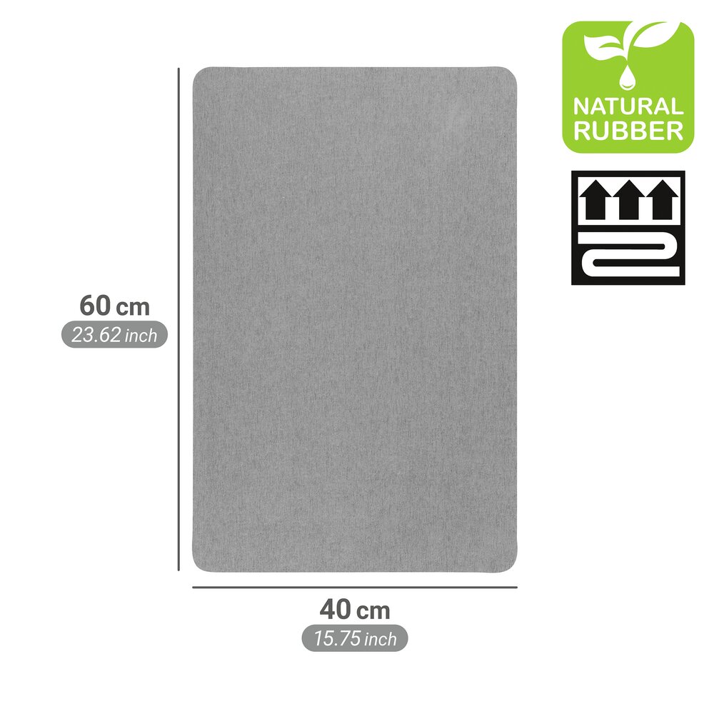 Badematte Universal, grau, Polyester, 40x60 cm  schnelltrocknend und rutschfest