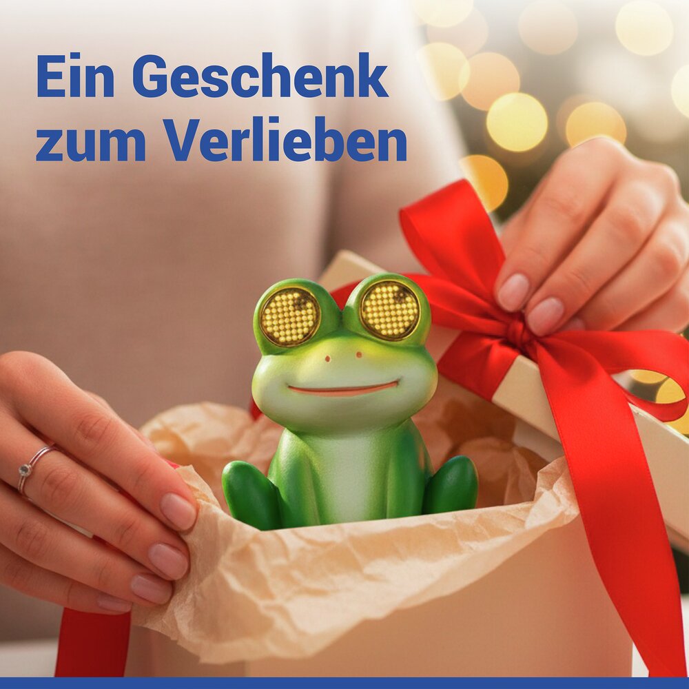 LED Gartenfigur Frosch Mod. Blinky Eyes  solarbetriebene Gartendekoration mit leuchtenden Augen
