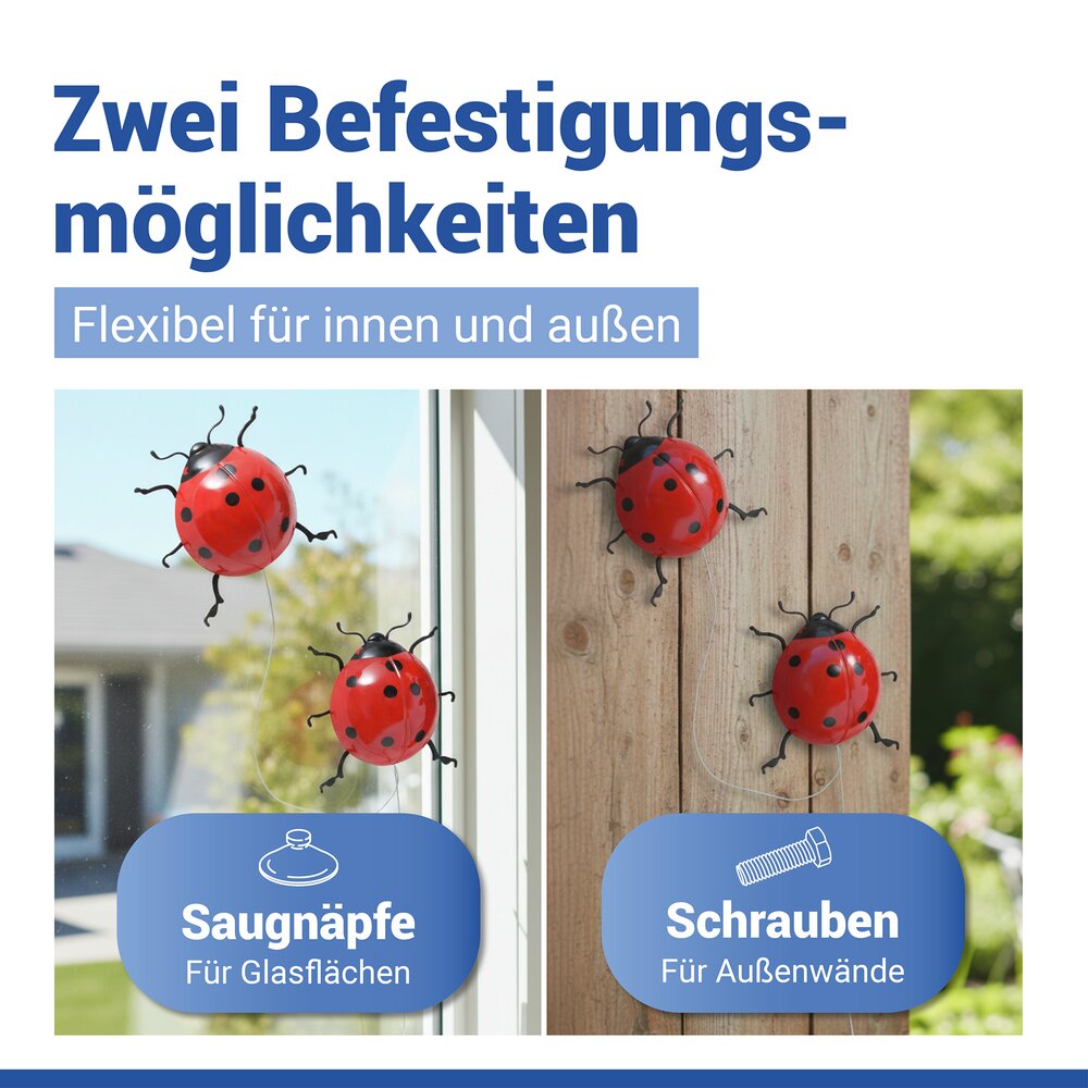LED Solarleuchte Marienkäfer, 2er Set  dekorative Gartenbeleuchtung