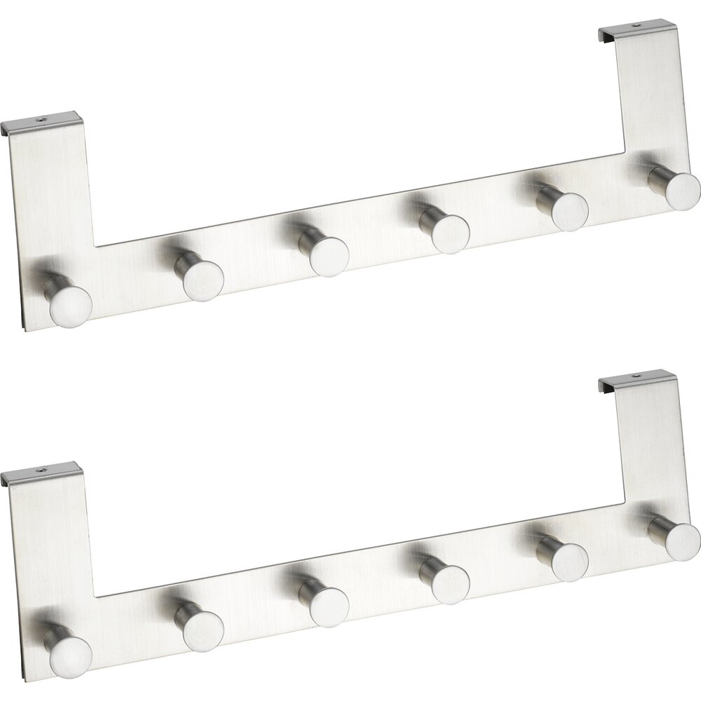 Türgarderobe Edelstahl Mod. Celano, für Türfalzstärken bis 2 cm, 2er Set  je 6 Haken, für Türfalzstärken bis 2 cm