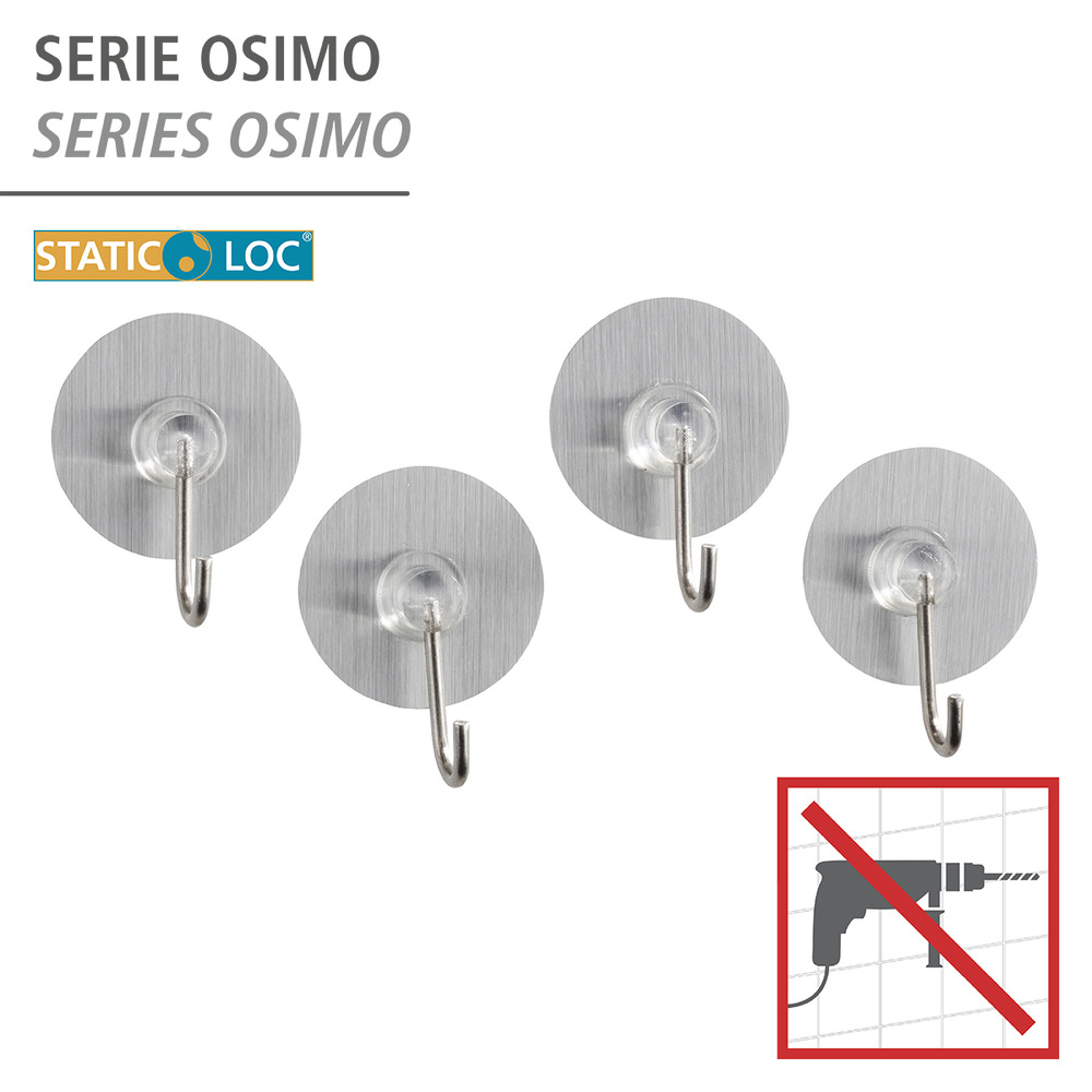 Static-Loc® Nickelhaken Osimo, 4er Set  Befestigen ohne bohren