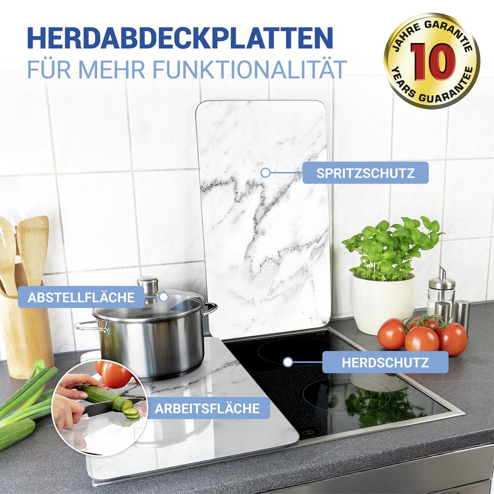 Herdabdeckplatte Universal Mod. Marmor, 2er Set  für alle Herdarten geeignet
