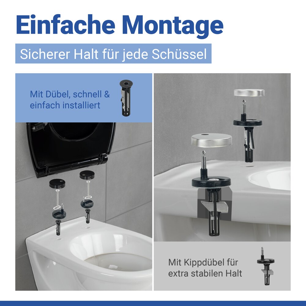 WC Sitz Mod. Kos Schwarz  Toilettendeckel mit Absenkautomatik