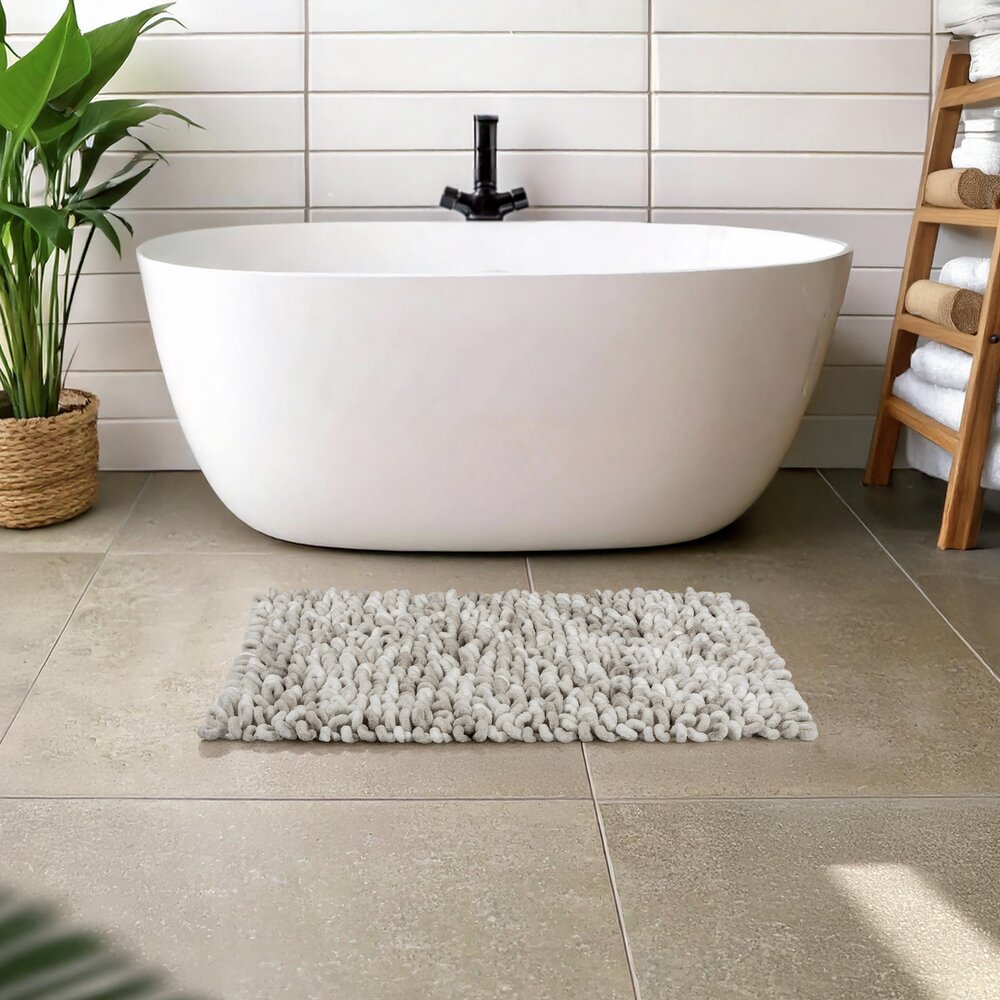 Badmat Mod. Lerici, wit-grijs, polyester-katoen, 60x90 cm