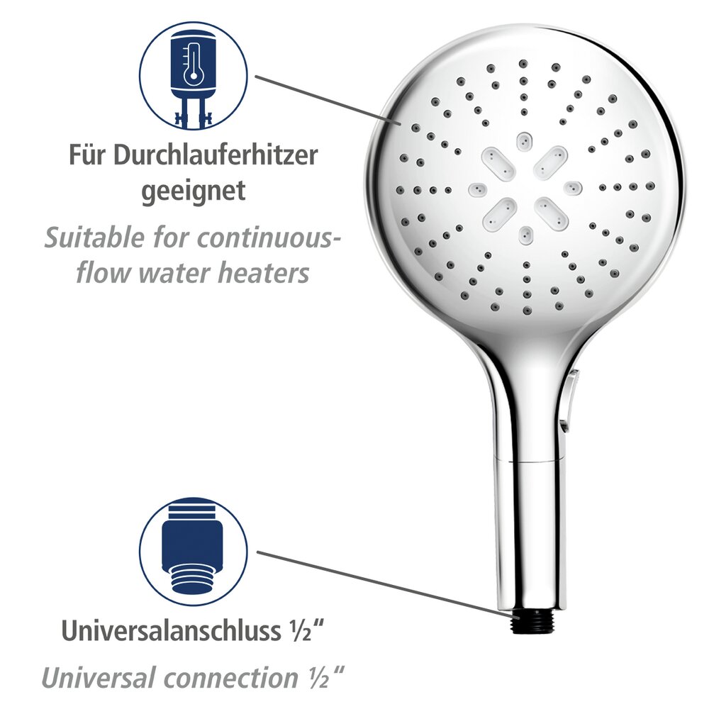 Pomme de douche Basic chrome  avec 2 types de jets