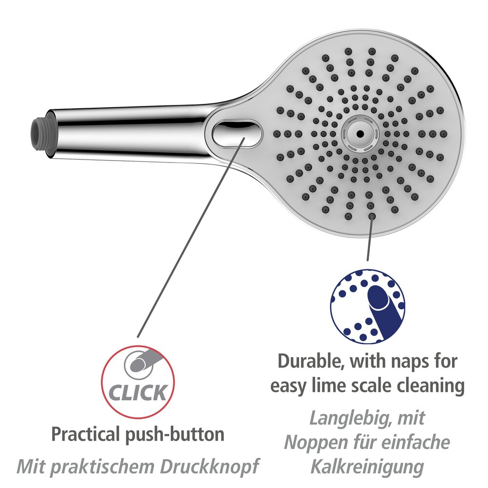 Pommeau de douche Blanc Chromé  diamètre 13 cm