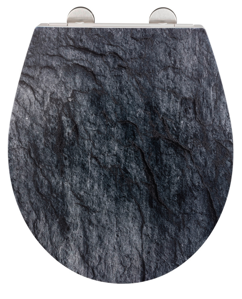 Premium WC-Sitz Mod. Slate Rock mit Relief  aus antibakteriellem Duroplast