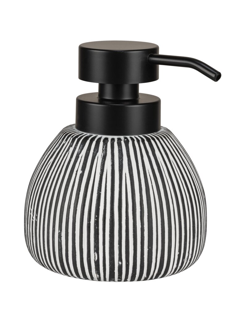 Seifenspender Set Mod. Pascoli, schwarz/weiß, Keramik, 2-tlg, 0.5L  streifenmuster, modernes design