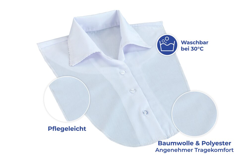 Blusenkragen weiß  waschbar bei 30 °C