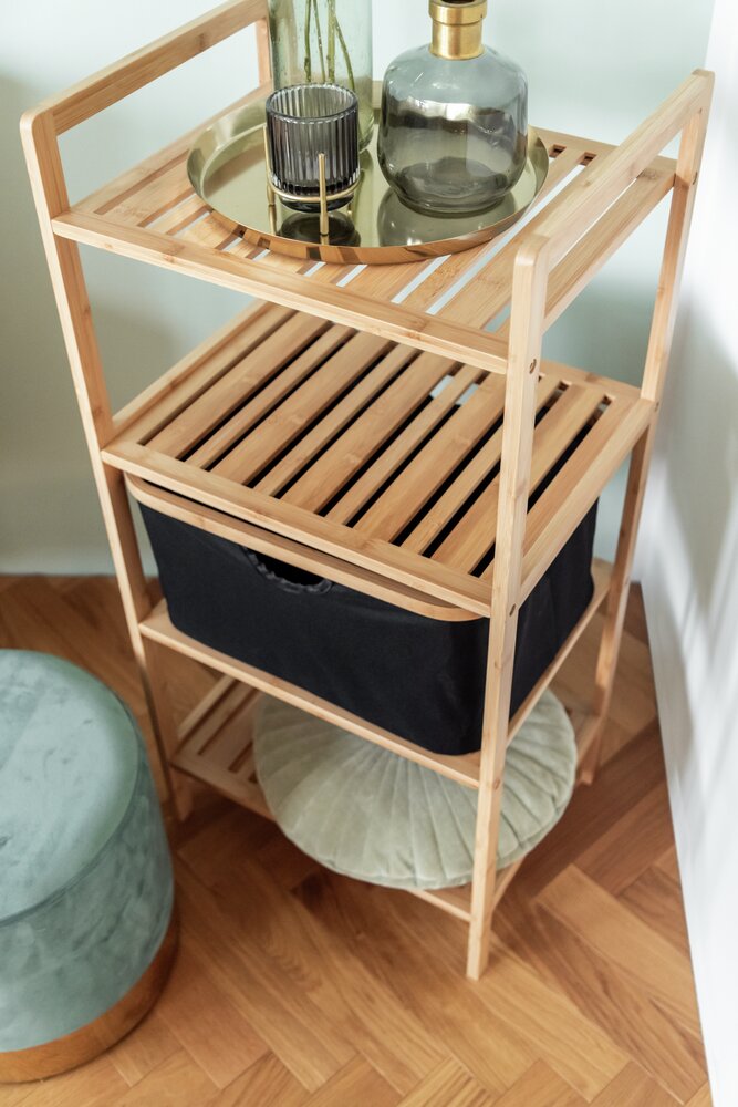 Étagère à 3 niveaux Mod. Ecori  bambou certifié FSC®, polyester