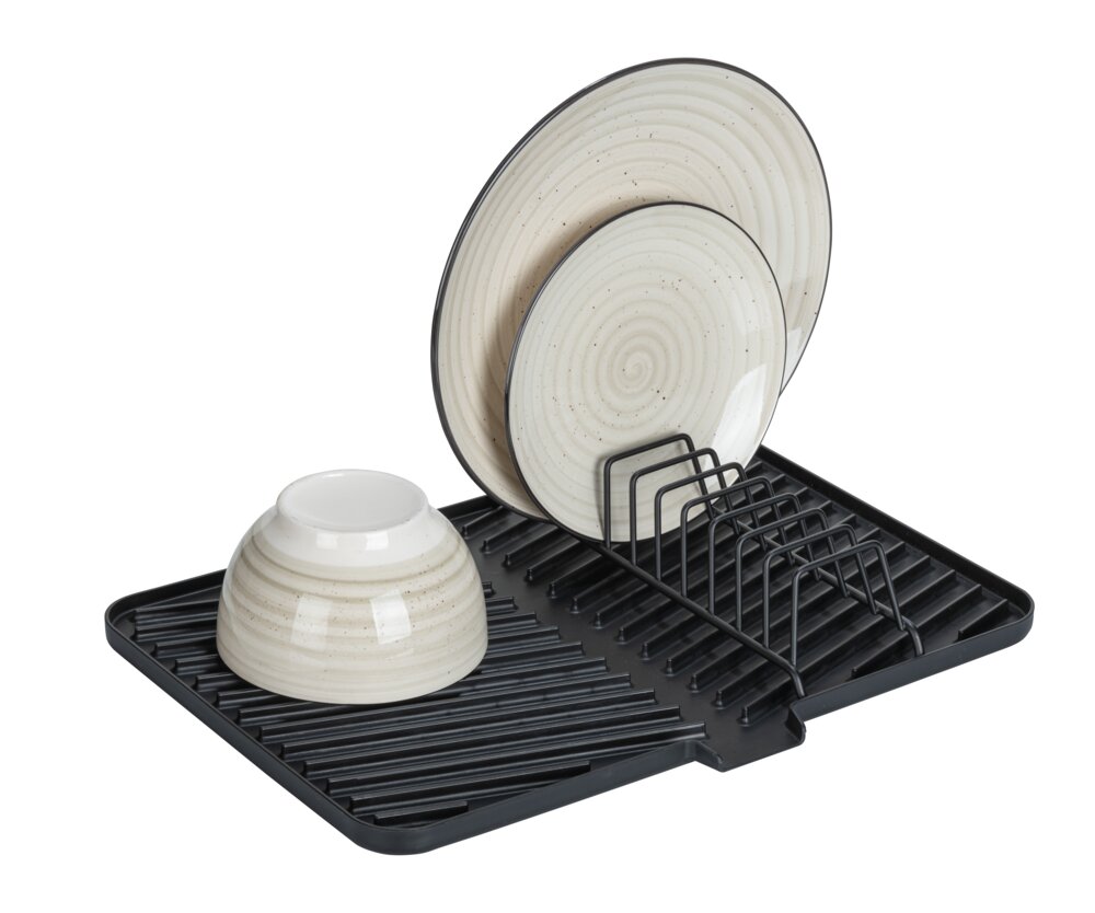 Abtropfer Mod. ARIANA, schwarz, Kunststoff/Metall/Silikon, 43x8x31 cm  inklusive Abtropfbrett für Gläser