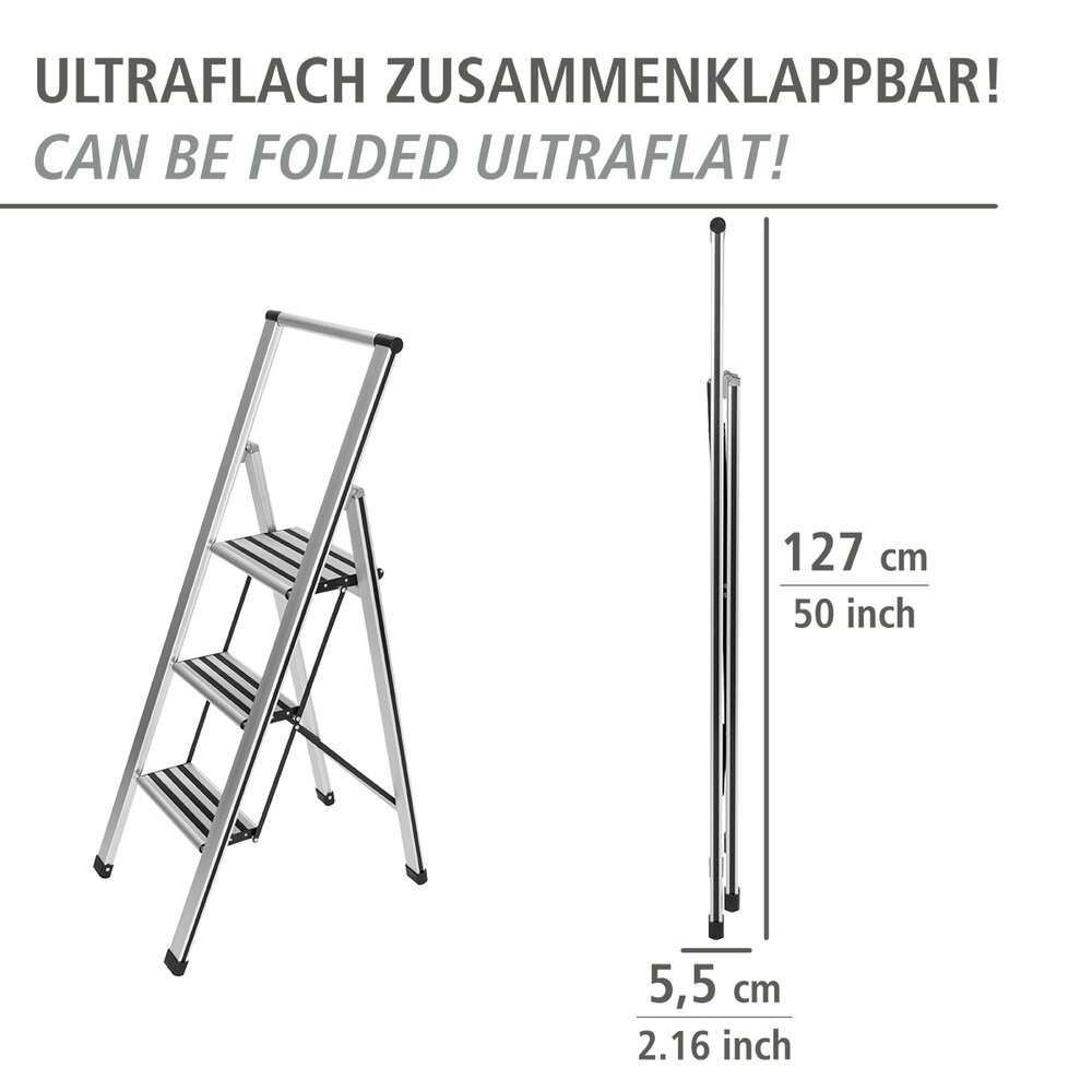 Alu-Design Klapptrittleiter 3-stufig  Haushaltsleiter