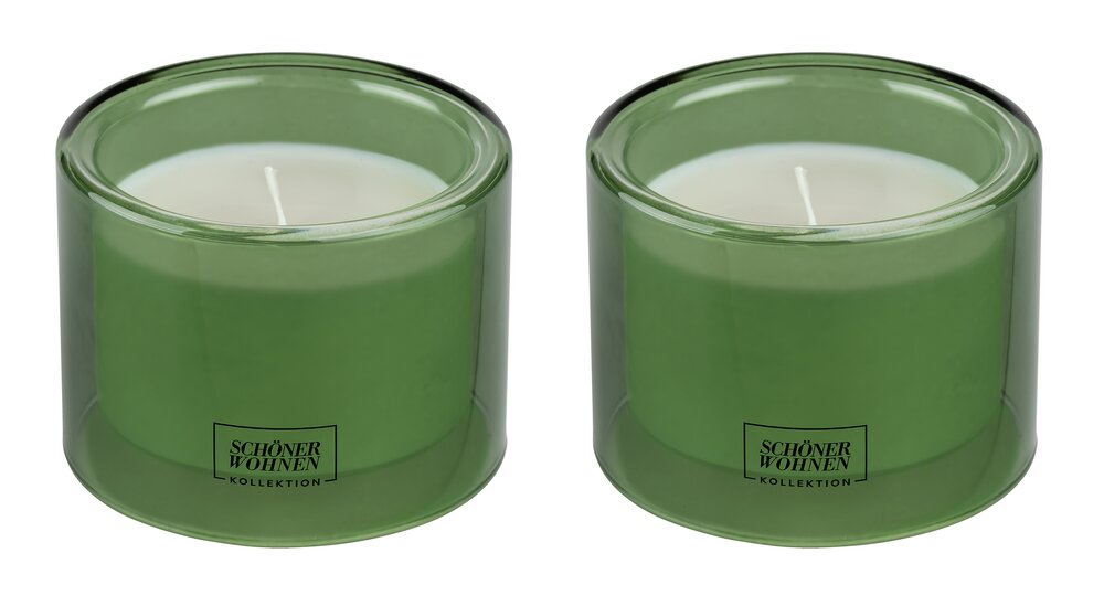 Collection SCHÖNER WOHNEN Bougie parfumée Mod.  Basil M, lot de 2  Durée de combustion : 30 - 40 heures