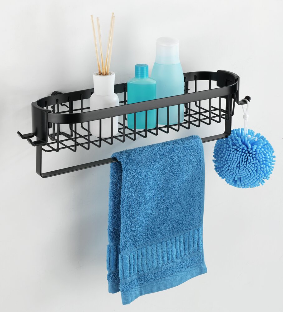 Étagère murale avec crochets Classic Plus noir  avec protection antirouille