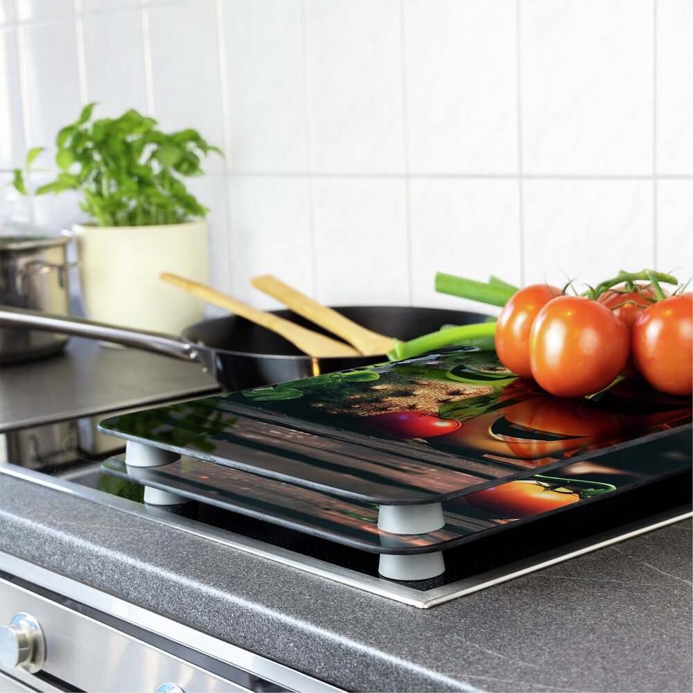 Plaque de Recouvrement Universelle Mod. Légumes amusants, set de 2  pour tous les types de cuisinières