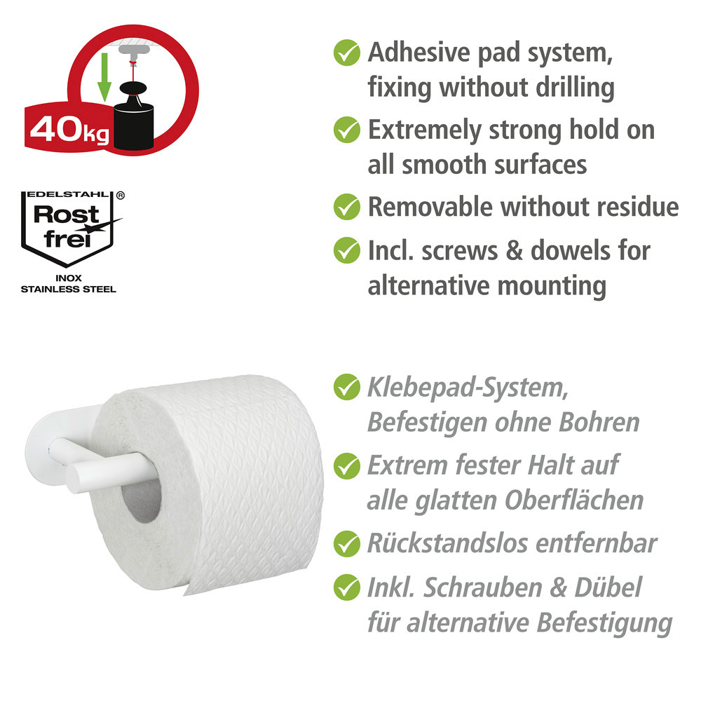 Turbo-Loc® Toilettenpapierhalter Mod. Orea White matt  aus rostfreiem Edelstahl