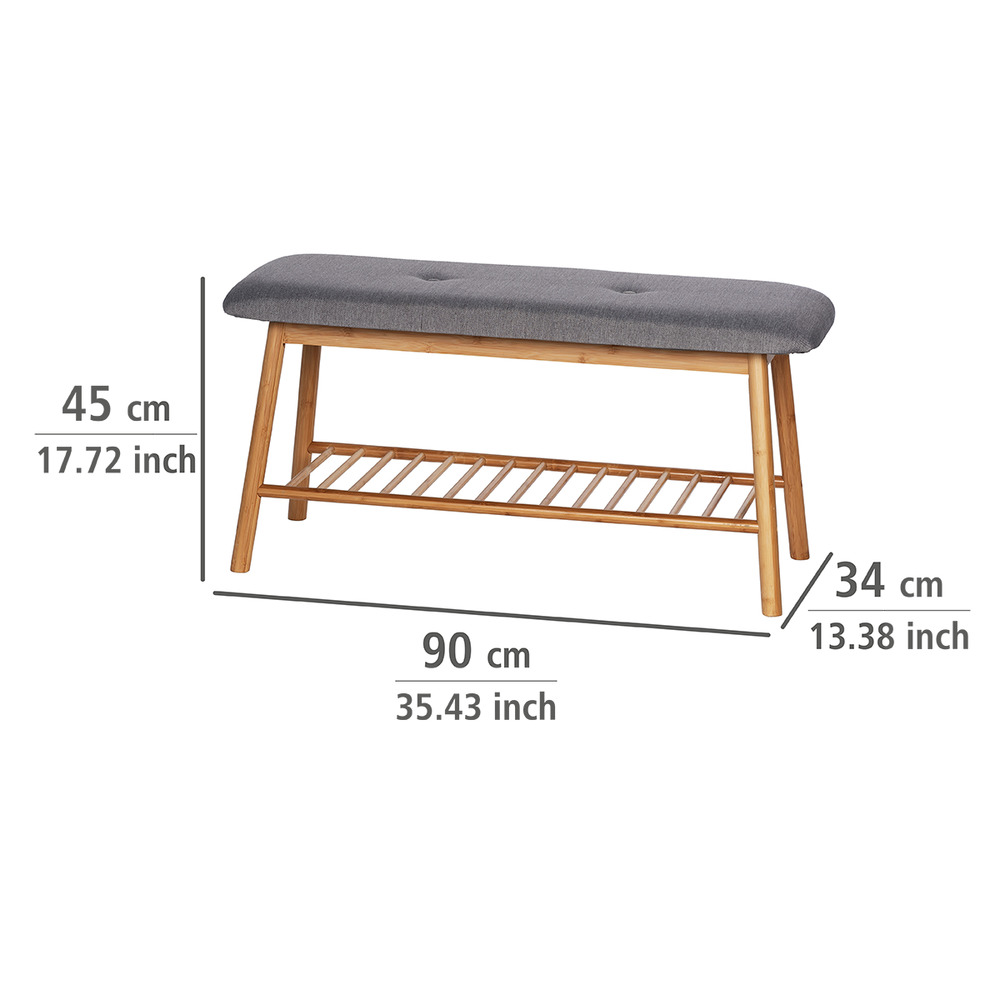 Schuhbank mit Sitzpolster Mod. Bahari  Bambus
