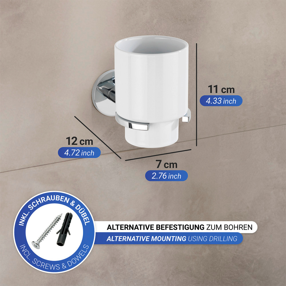 UV-Loc® Zahnputzbecherhalter Mod. Isera  Befestigen ohne Bohren mit innovativem Klebesystem