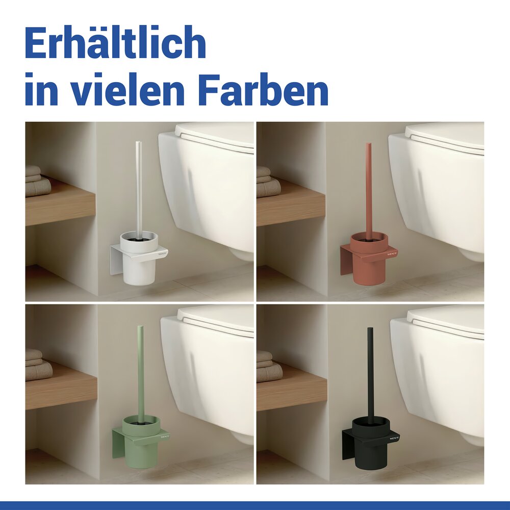 Turbo-Loc® WC-Garnitur Mod. Lizan Weiß  mit Silikon-Bürstenkopf, Befestigen ohne Bohren