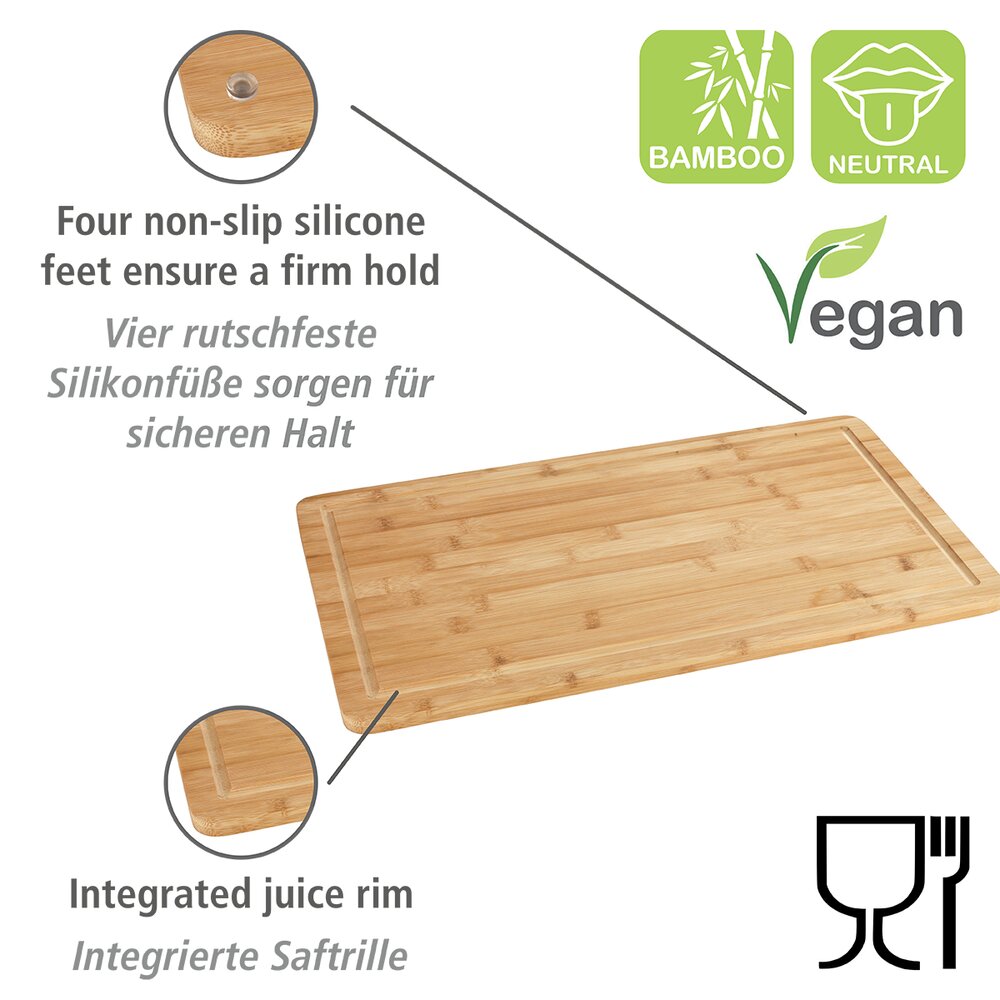 Plaque de recouvrement pour cuisinière Mod. Bambou  planche de cuisine, planche à découper avec rainure d'égouttage