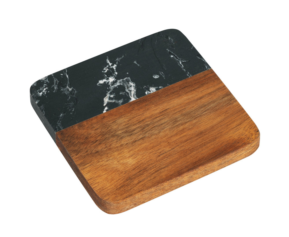 Untersetzer Mod. ATAMI, schwarz/natur, Marmor/Akazienholz, 10x10x1 cm Inklusive Halterung aus Akazie Untersetzer Mod. ATAMI, schwarz/natur, Marmor/Akazienholz, 10x10x1 cm Inklusive Halterung aus Akazie