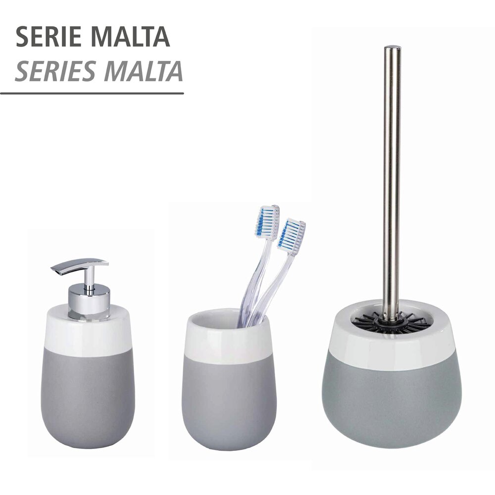 Distributeur de savon Malta gris/blanc  céramique, 310 ml